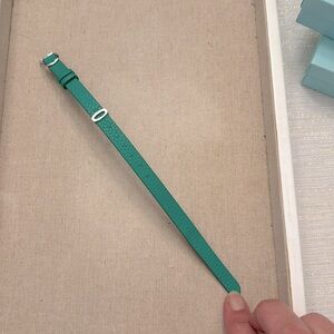 KEEP Collective Engraved Leather Slider Band Bracelet Green/Navy